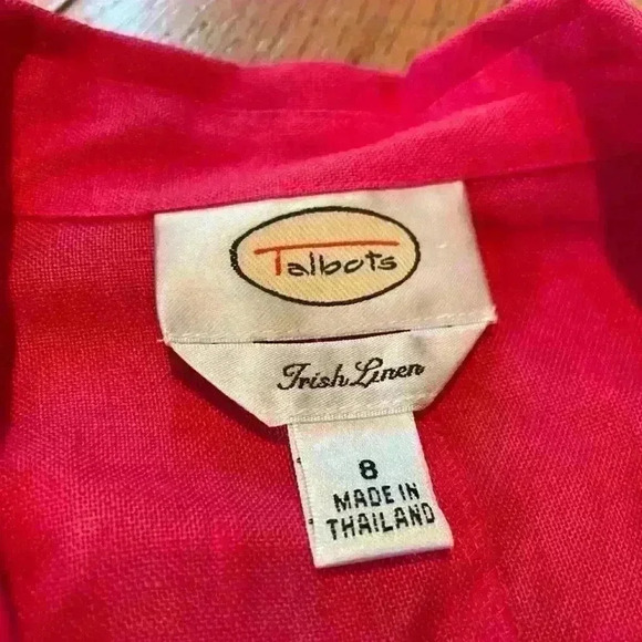 Talbots Irish Linen Pink Button Front 3/4 Sleeve Lightweight Blazer Womens Sz 8 - Picture 6 of 11